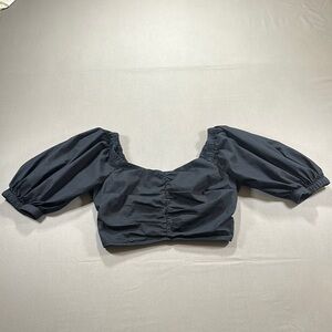 Abercrombie & Fitch Puff Sleeve Crop Shirred Blouse - Womens Medium
